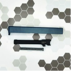 Suarez International, V5 Slide Blue Titanium Cerakote - Complete, No Sights, Threaded Barrel, Fits Glock 17 Gen 3 Pistol