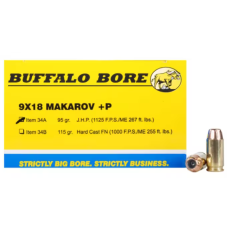 Buffalo Bore, 9x18mm (9mm Makarov) Ammo, 95 Grain Jacketed Hollow Point, Box of 20