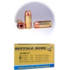 Buffalo Bore, 45 ACP Ammo, +P 200 Grain Jacketed Hollow Point, Box of 20