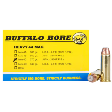 Buffalo Bore, 44 Remington Magnum Ammo, 270 Grain Jacketed Flat Nose, Box of 20