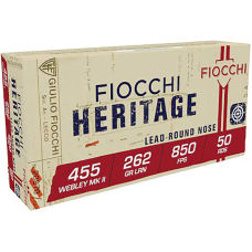 Fiocchi, 455 Webley Mark Ammo, 262 Grain Round Nose, Box of 50