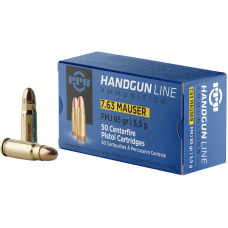 PPU/Prvi Partizan, 30 Mauser (7.63mm) Ammo, 85 Grain Full Metal Jacket, Box of 50