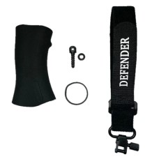 Defender Tactical, Rear Grip Enhancement Kit, Fits Bird's Head Grip - White Logo / Black Sleeve