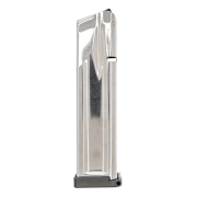 Atlas, Competition 140mm Extended Magazine, 23rd, 9mm. Fits 2011 Pistol - Stainless Steel Body, Gray Basepad